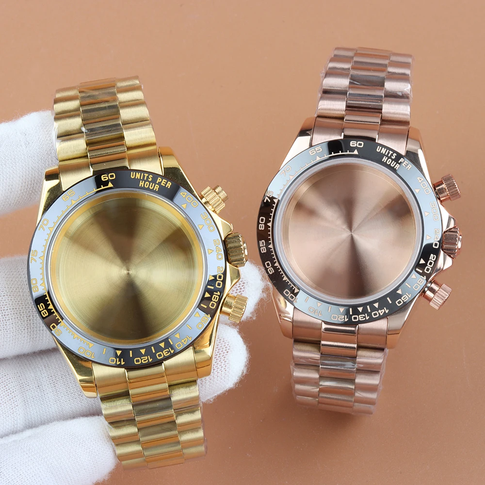 

40mm Case VK63 Chronograph Men's Watch Case Sapphire glass For VK63 VK64 Quartz Movement Stainless Steel Daytona VK63 Watch Case