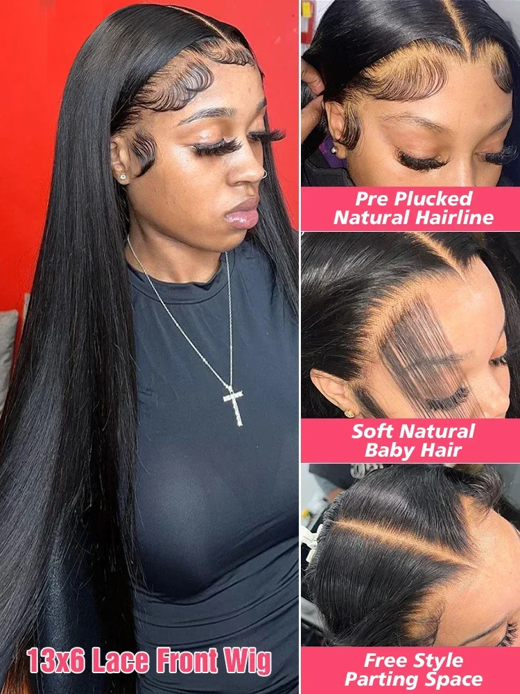 30 40 Inch Straight Lace Front Human Hair Wigs Wear Go Glueless Wig 13x6 HD Lace Frontal Wig Human Hair 6x4 HD Lace Closure Wig