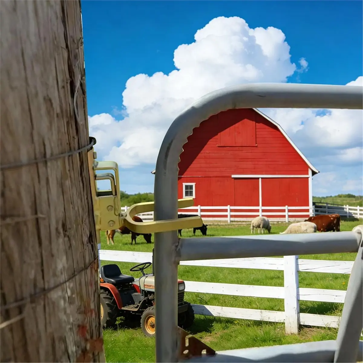 2026 New 2pcs Heavy-Duty One-Hand Gate for Farm, Ranch & Backyard Auto-Lock, Rust- Steel, Easy Install