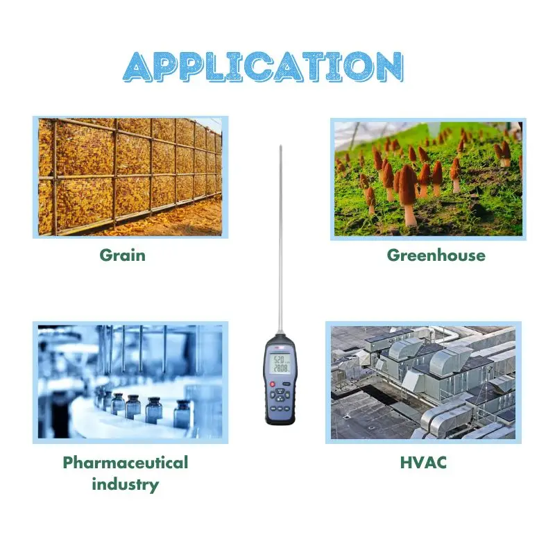 HENGKO Industrial USB Portable Wireless Handheld Temperature Humidity Meter with Replaceable Probe for Warehouse