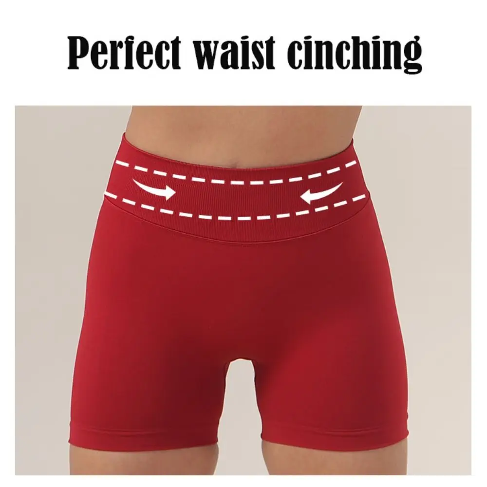 

Seamless Leggings Gym Shorts Elastic Breathable Biker Shorts Lifted Buttocks Solid Color Fitness Shorts Sports Running