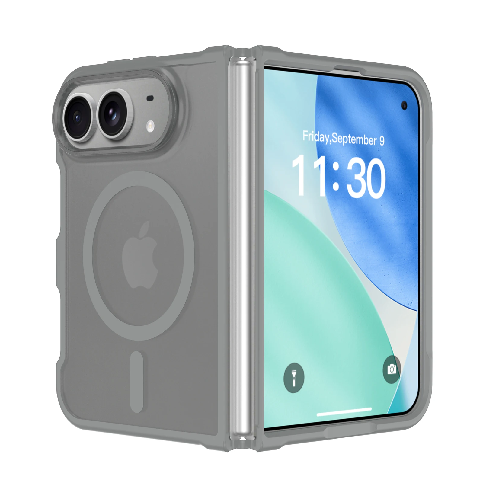 Für iPhone Duo Hülle Leistungsstarke Magnetische Saugkraft Hartschale TPU+PC Matt Anti-Sturz Handyhülle Transluzent Mattiert – Detail 3