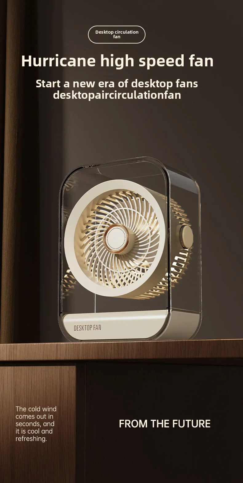 Ventilateur de bureau portable multifonction avec veilleuse led_voghion.com
