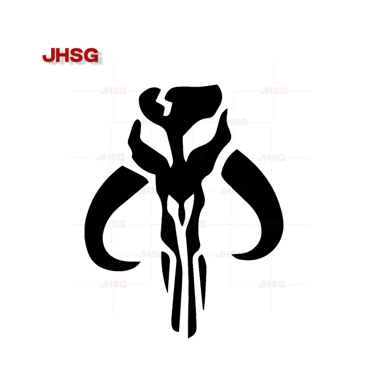 JHSGFun Fashion Mandalorian Skull Boba Fett Car Stickers Car Motorcycle Helmet Laptop Accessories Reflective PVC Decals Hot Sale