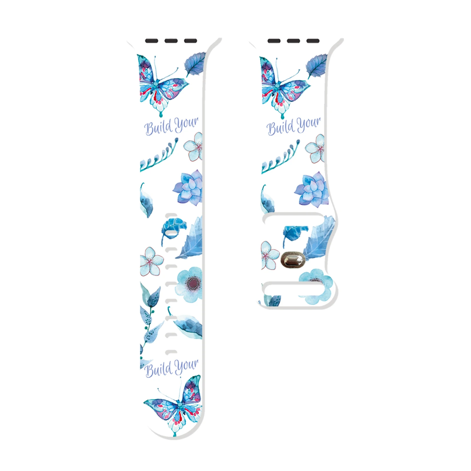 

Watercolor floral Printed Strap for Apple Watch 11 10 9 Silicone Band Replaceable Bracelet for iWatch 46/44/42mm Watchband