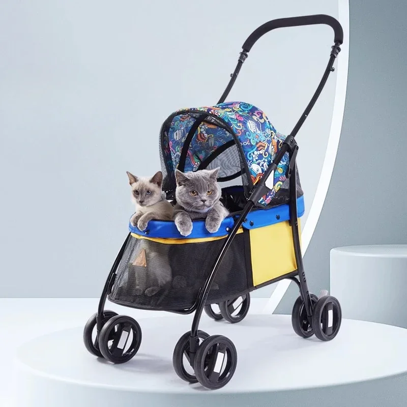 Pet Dog Walking out Pet Stroller Portable Foldable Dog Cat Pet Car Supplies Cat Walking Car   الحيوانات الأليفة .