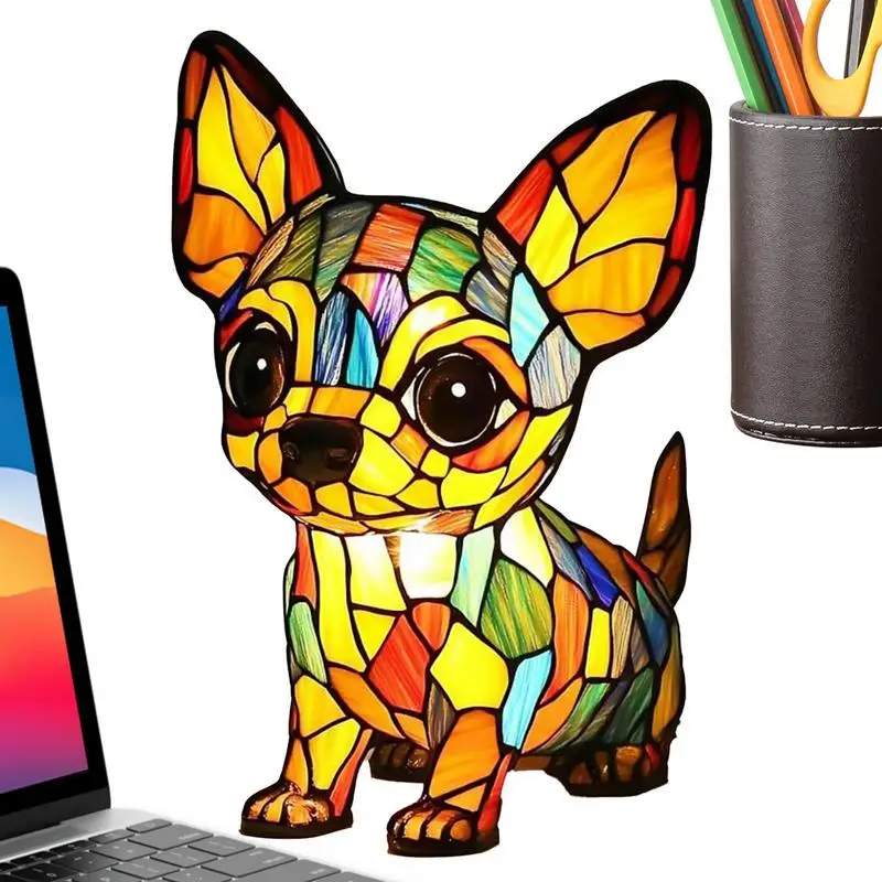 

LED Night Light Resin Dog Table Lamp Tabletop Nursery Bedside Nightlight Decor For Bedroom Living Room Camping Reading Hotel