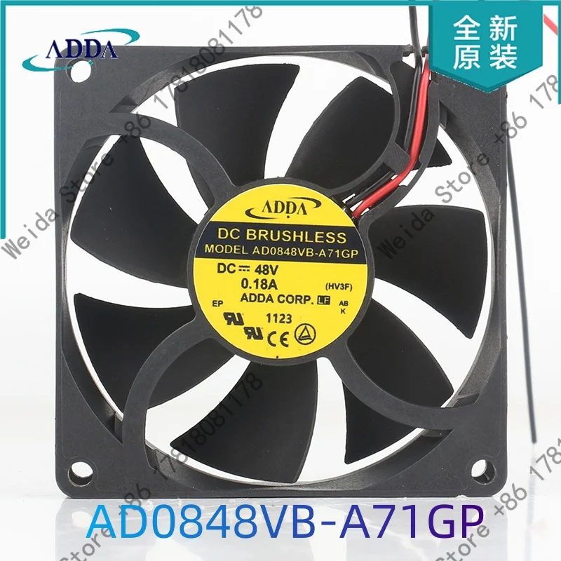 

ADDA AD0848VB-A71GP 12V 24V 8025 8CM High speed instrument Frequency converter cabinet cooling fan DC 48V 0.18A