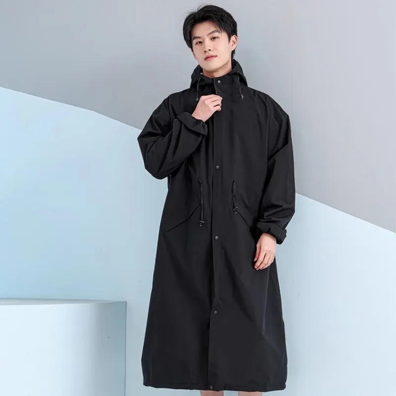 

Raincoat Women Men Waterproof Long Hooded Trench Coats Lined Windbreaker Travel Jacket Full Body