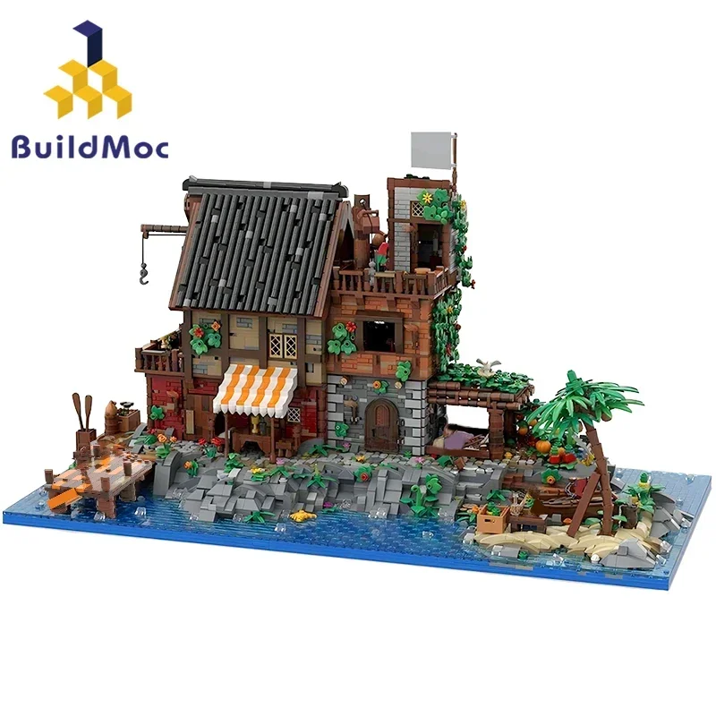 BuildMoc Imperial Fortress Eldorado Pirate Van Dyke's Island Building Blocks 21322 Barracuda Bay Empire Soldiers Children Gifts