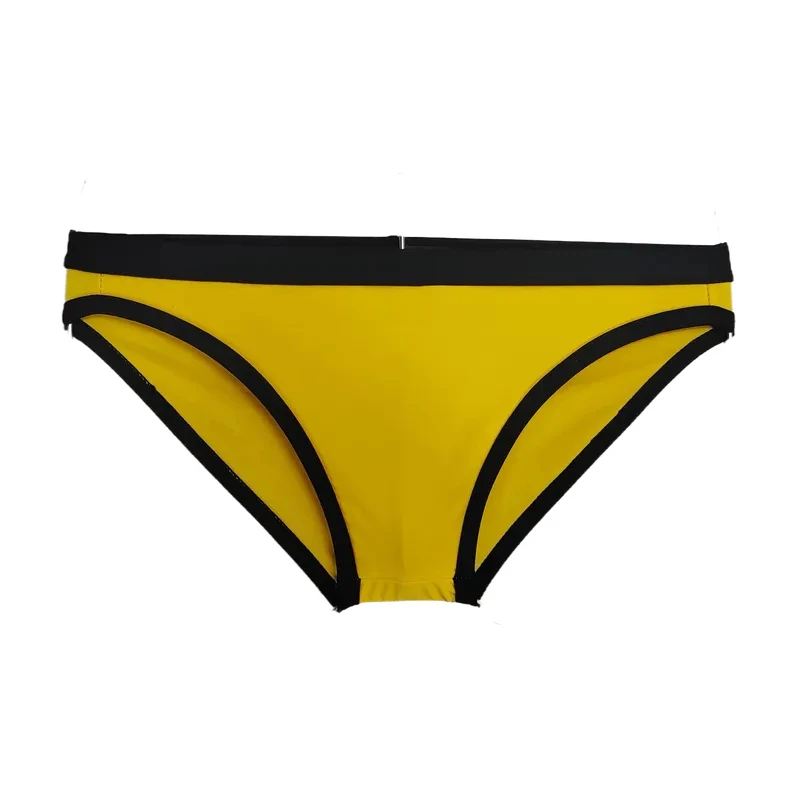New men's swimming trunks, quick-drying, super elastic tight swimming beach briefs, solid color waist-fitting swimming shorts