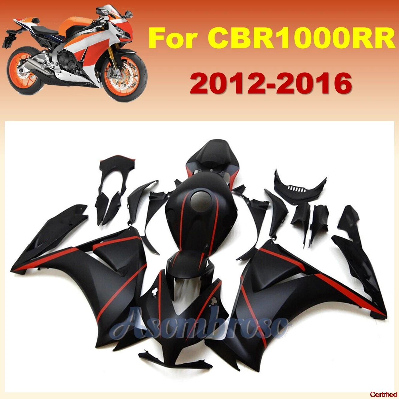 

Motorcycle Rebuild ABS Plastics Bodywork for CBR1000RR 2016 2012 2015 2013 2014 CBR1000 RR 12-16 Fairing Kit Black red