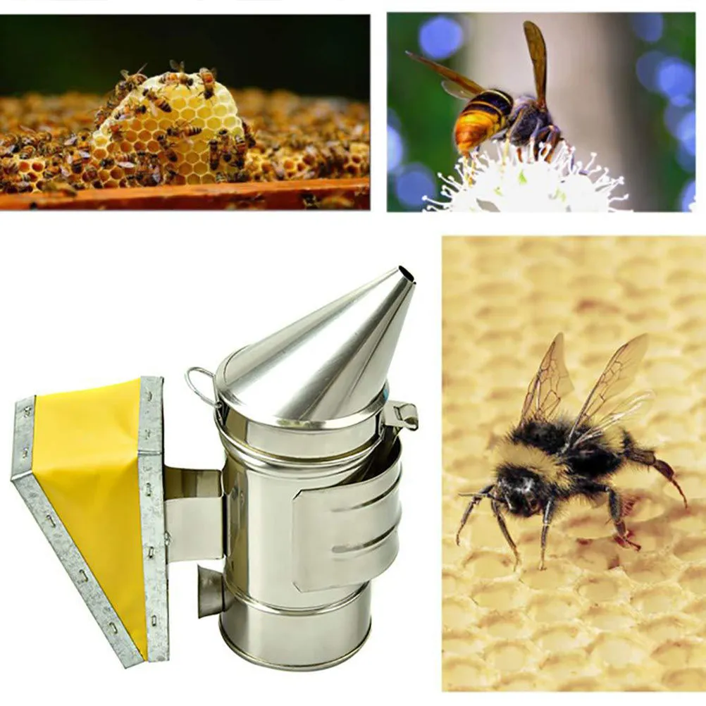 Professional Stainless Hive Smoker with Heat Shield for Beekeeping Multiple Hives Safe Smoke Ejector Beekeeping Tool