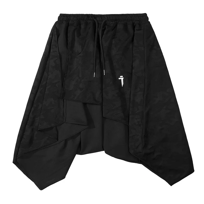 11 Bybb's Donkere Onregelmatige Hiphop Mannen Haremrok Harajuku Streetwear Zwart Geplooid Schort Elastische Taille Gothic Joggingbroek