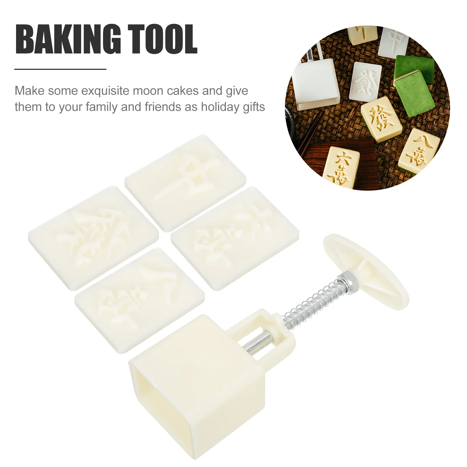 

1Set Green Bean Cake Mold Hand Press Square Moon Cake Mold Mahjong Pattern Waterproof Easy Clean Reusable
