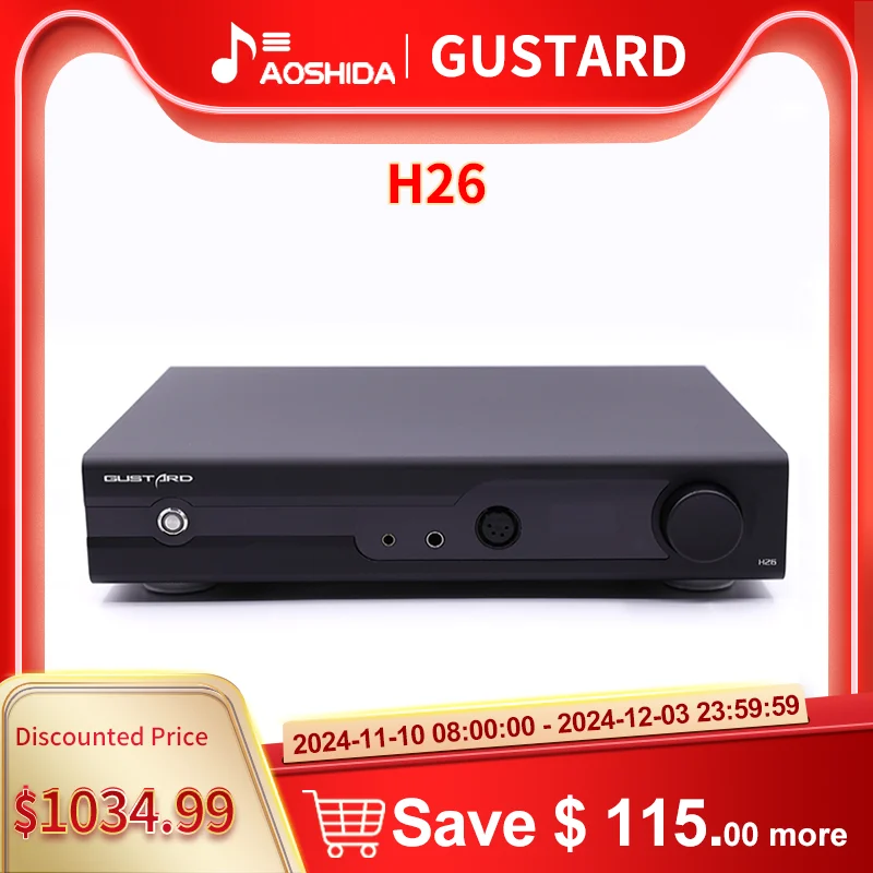 Gustard H26 Fully Balanced Discrete Class A Amplifier H26 Headphone Amplifier 2 Gains with Remote Control Dual Op-amps Preamp