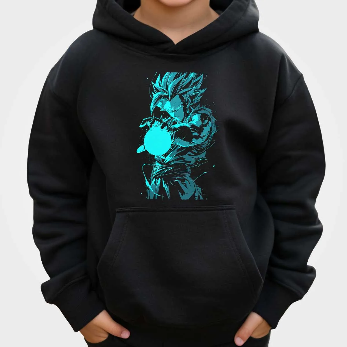 Dragon Ball Super Saiyan Rose Goku Black Hoodie with Pink Blue Splash Print Anime Battle Graphic Cool Streetwear for Men and Kid - view 2