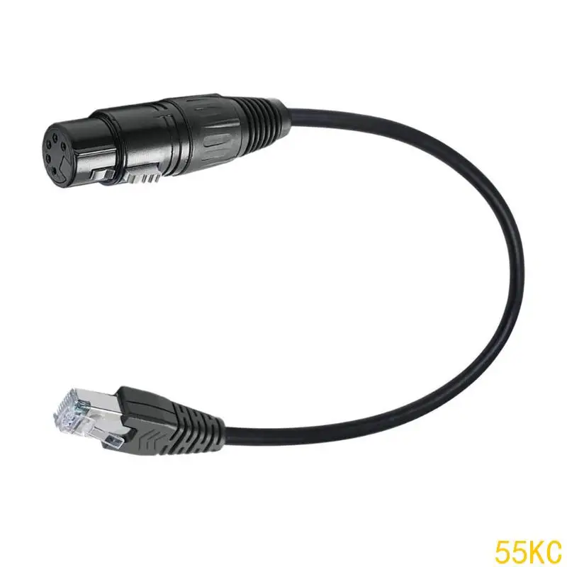 55KC XLR5P RJ45 Adaptador conversión Cable antislip Bloqueo PVC flexible PVC para Audios Mixer 5PXLR HEMBLE A RJ45 CORDAD