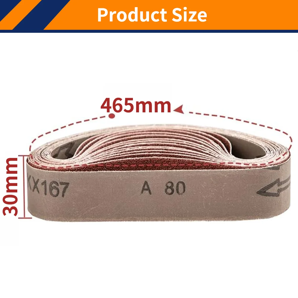 10PCS 465*30mm Sanding Belts 40-1000 Grits Wood Soft Metal Polishing Sandpaper Abrasive Bands For Belt Sander Abrasive Tool