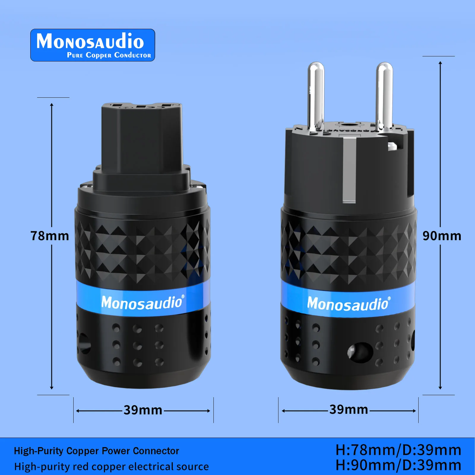 Monosaudio النحاس النقي الاتحاد الأوروبي قابس طاقة للصوت لتقوم بها بنفسك التيار الكهربائي كابل الطاقة موصل شفاف E102/E103