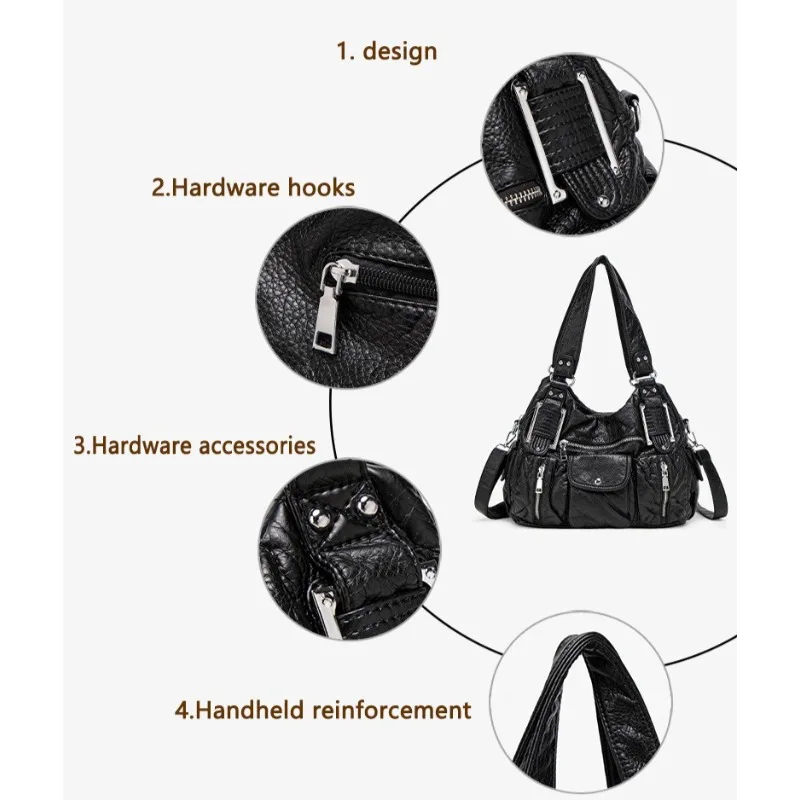 حقيبة نسائية عصرية Y2K Hot Girl للدراجات النارية بنمط ليتشي قديم متعددة الجيوب حقيبة كتف عبر الجسم