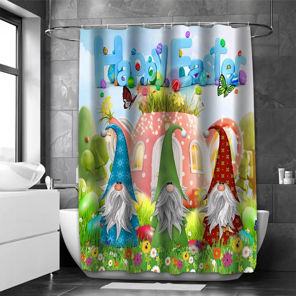 

Happy Easter Egger Bathing Curtain Modernism Bathroom Shower Curtain Waterproof With 12 Hooks Home Deco Free Ship