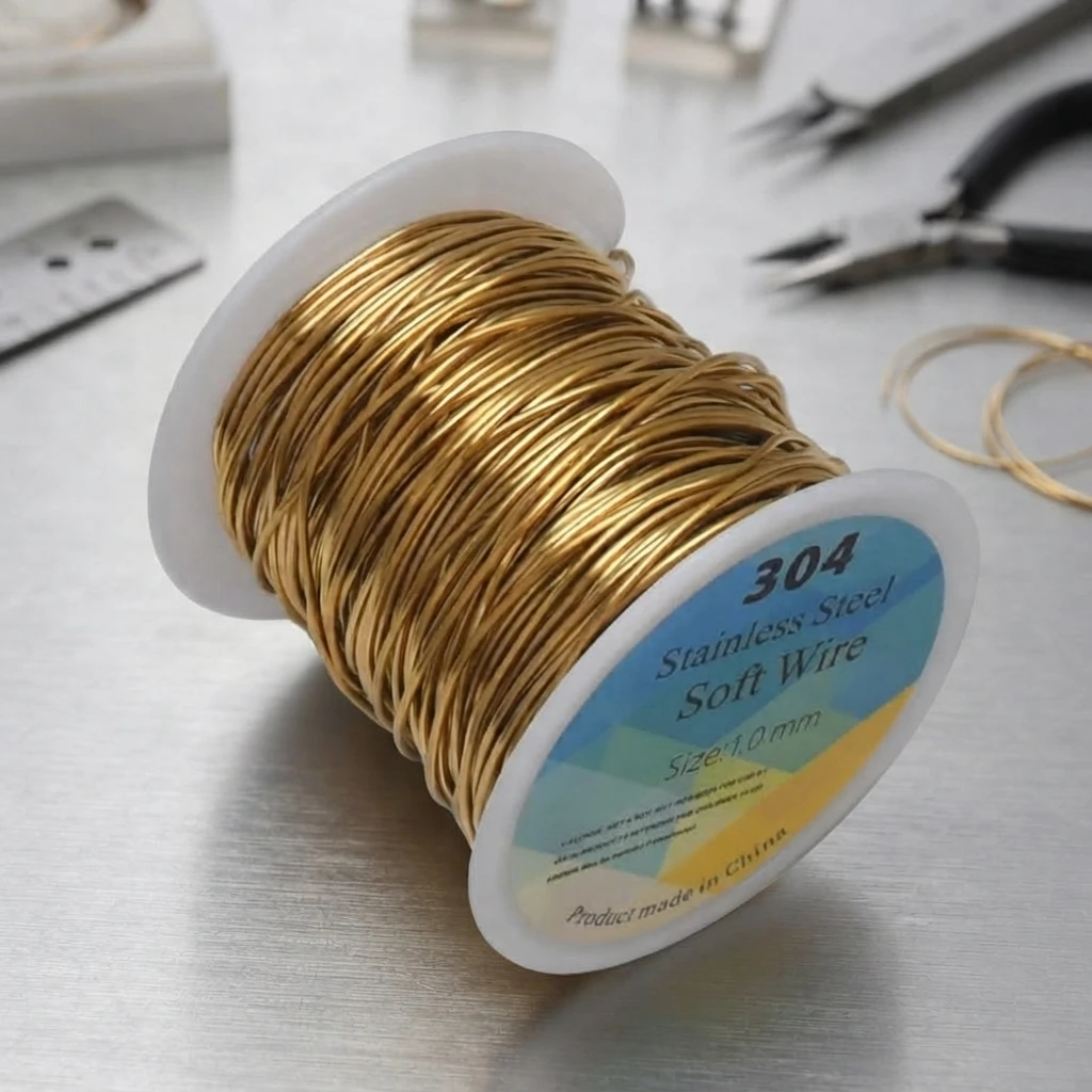 Filo in acciaio inossidabile 304 con rivestimento in oro PVD, diametro 0, 4, 0, 5, 0, 8, 1, 0 mm