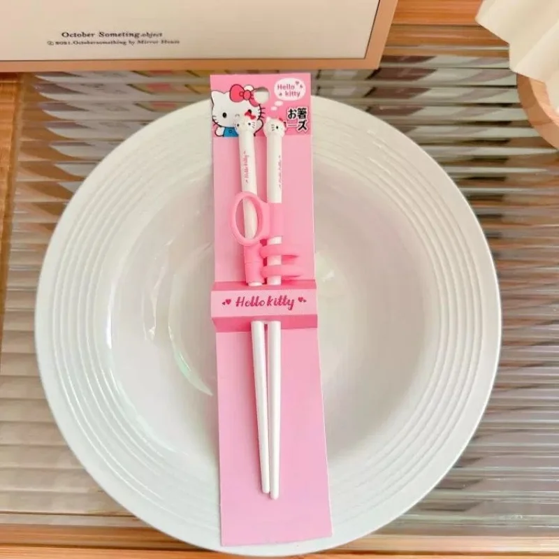 Sanrio My Melody Kuromi Cartoon Children's Learning Chopsticks Train Assisted Practice Kitty Kitchen Supplies Gifts for Children