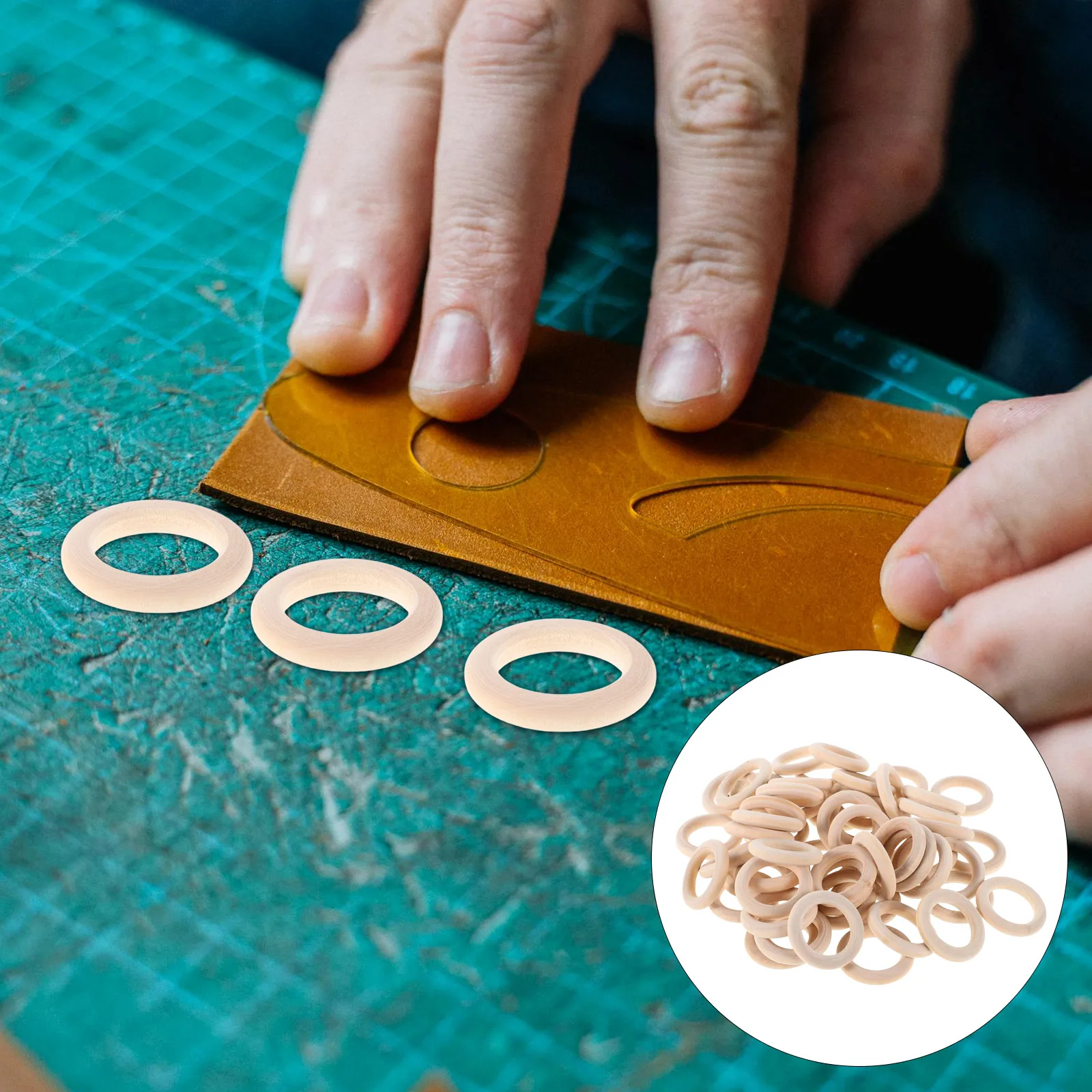 

80 Pcs Craft Rings Crafts for Adults Hoop Macrame Wood Diy Pendant Connectors Accessories Wooden
