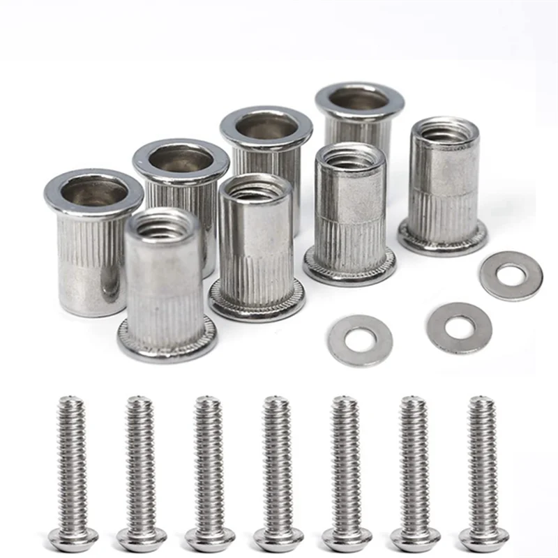 

A64K Нержавеющая сталь 1/4-20 Заклепки и болты 3/4 дюйма Винты с полукруглой головкой 1/4-20 Плоские шайбы Резьбовые гайки Dura