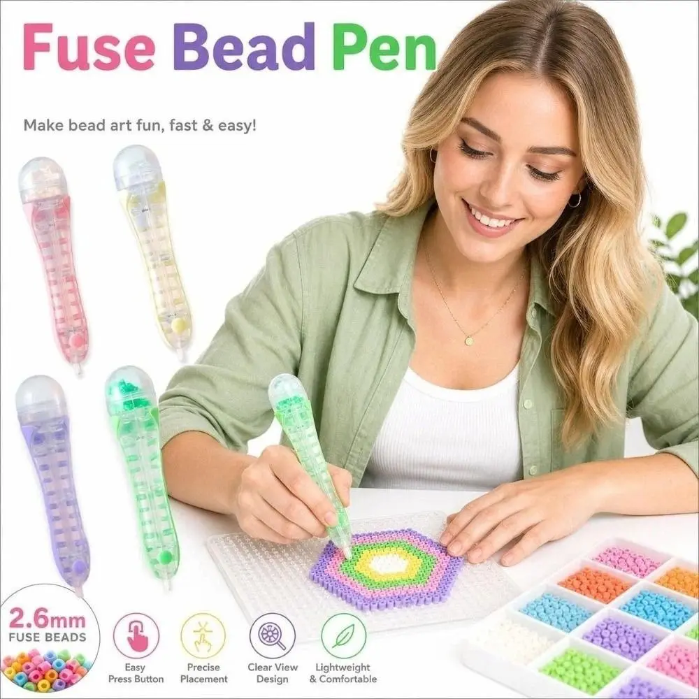 Automatic Fuse Bead Pen Efficient Jam-Free Press-Type Bead Pen Creative 2.6mm Tip Perler Bead Dispenser Beading Crafts Tool