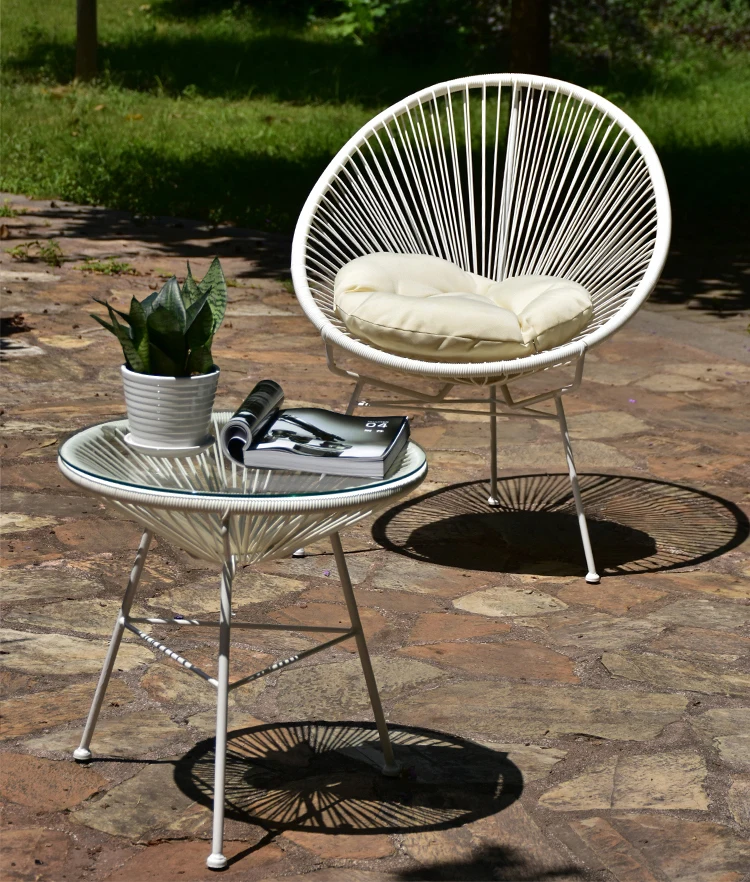 xx-Modern All Weather Outdoor Patio Chair Wicker Sun Chair Balcony Bistro Set PE Rattan Acapulco Chair for Hotel & Park Use