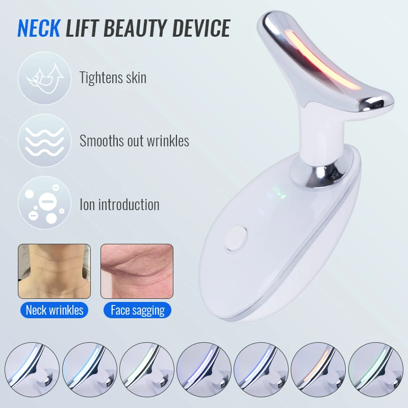 Microcorrente facial ems pescoço rosto lifting massageador pescoço rosto beleza pele apertar dispositivo led fóton terapia anti rugas removedor