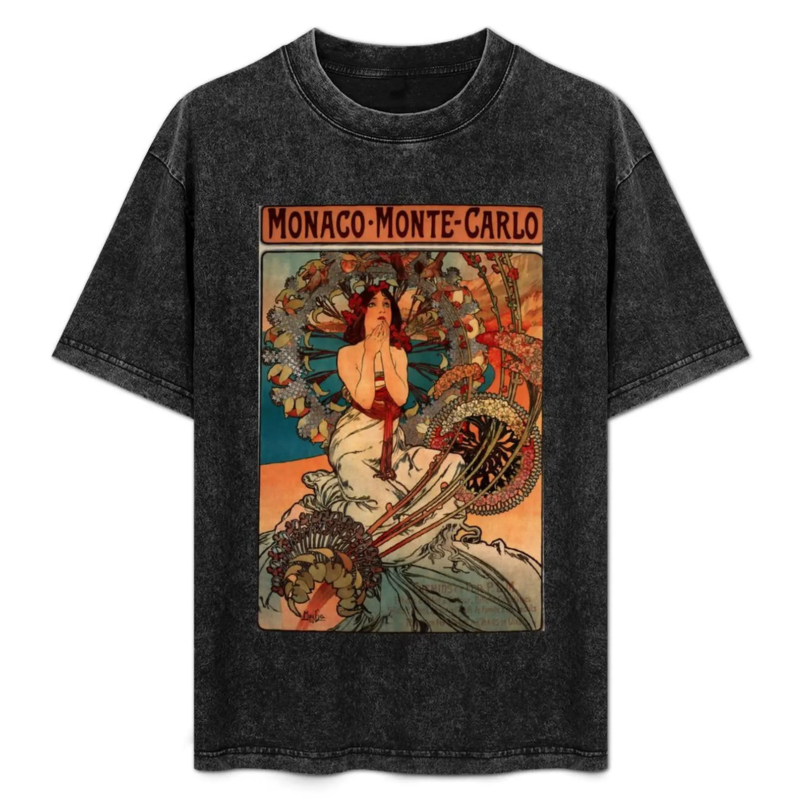 

Monaco' by Alphonse Mucha (Reproduction) T-Shirt sports fans oversizeds kawaii clothes mens clothes