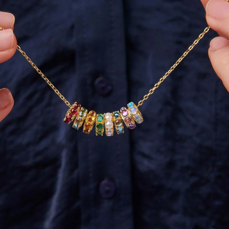 

Colorful Circular Pendant With Twelve Birthstones Inlaid With Zircon Versatile DIY Handmade Accessory Necklace Jewelry Gift