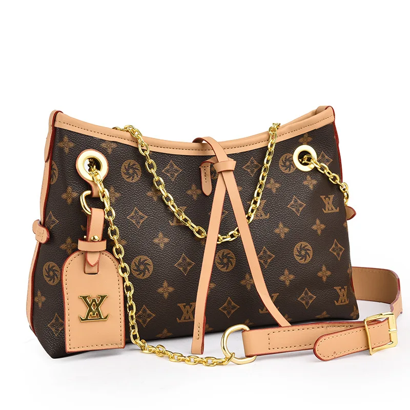 

Designer Two-Tone Tote Bag for Women, Fashionable Large Capacity Shoulder Bag with Detachable Chain, Chic Crossbody