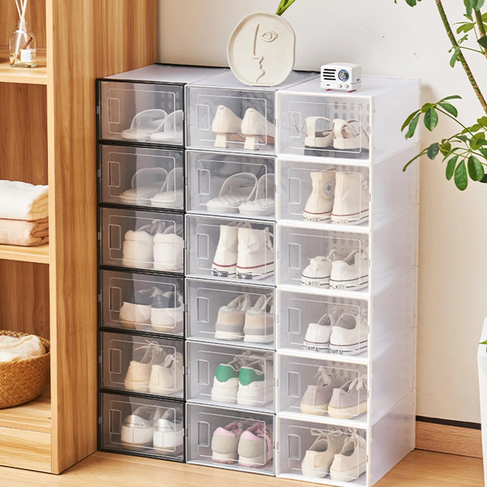 

3Pcs Transparent Shoes Storage Box Sturdy Plastic Shoe Organizer Stackable Display Container for Home Dorm Shoes Box