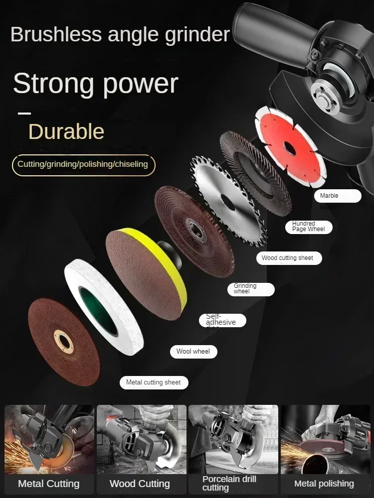 Professional Rechargeable Brushless Lithium-ion Angle Grinder with High Power