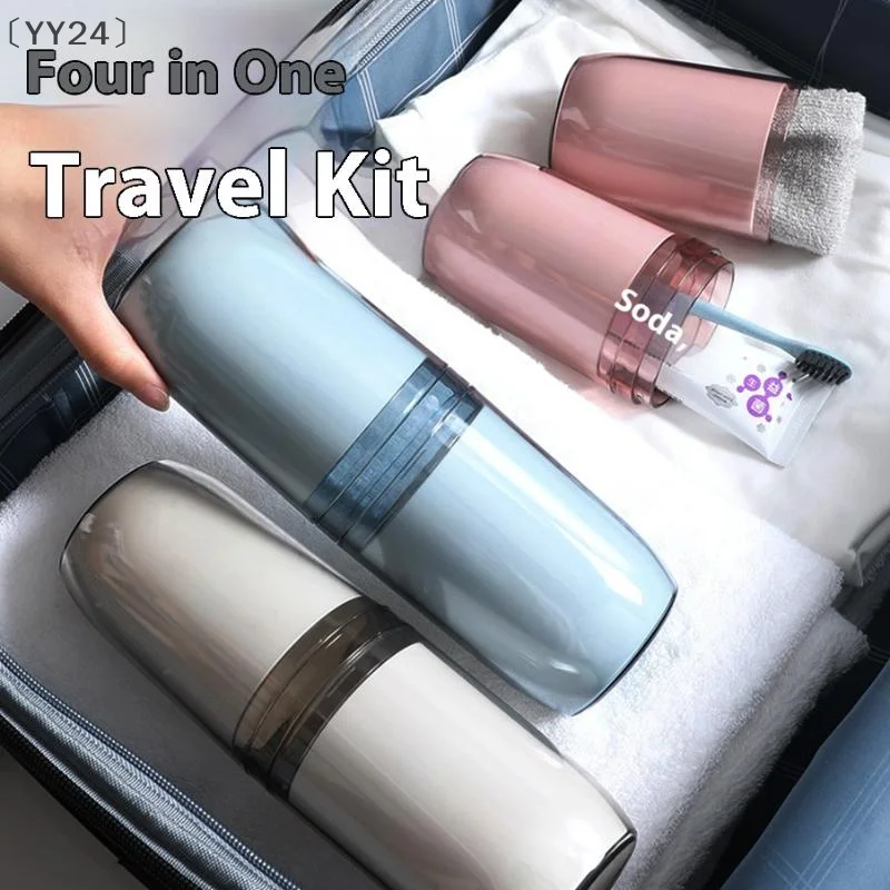 〔YY24〕4 szt. Kubek podróżny do przechowywania, przenośny kubek na szczoteczkę do zębów, domowy cylinder do przechowywania szczoteczek do zębów, zestaw podróżny do mycia w domu