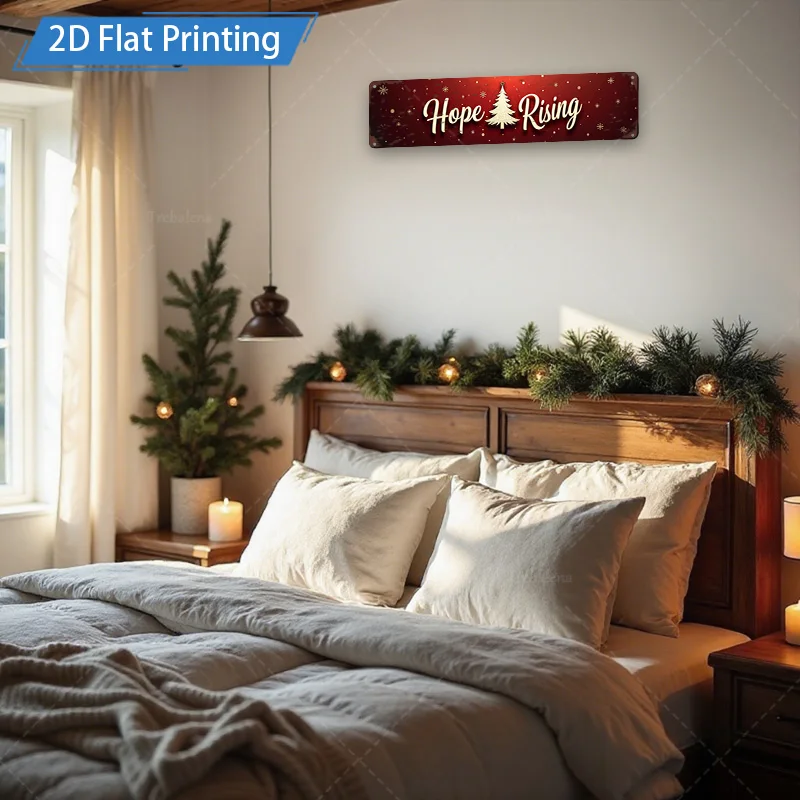 [2D FLAT] قطعة واحدة من اللافتات المعدنية، مقاس 4 × 16 بوصة، لافتة معدنية لعيد الميلاد المطلي لديكور الحائط