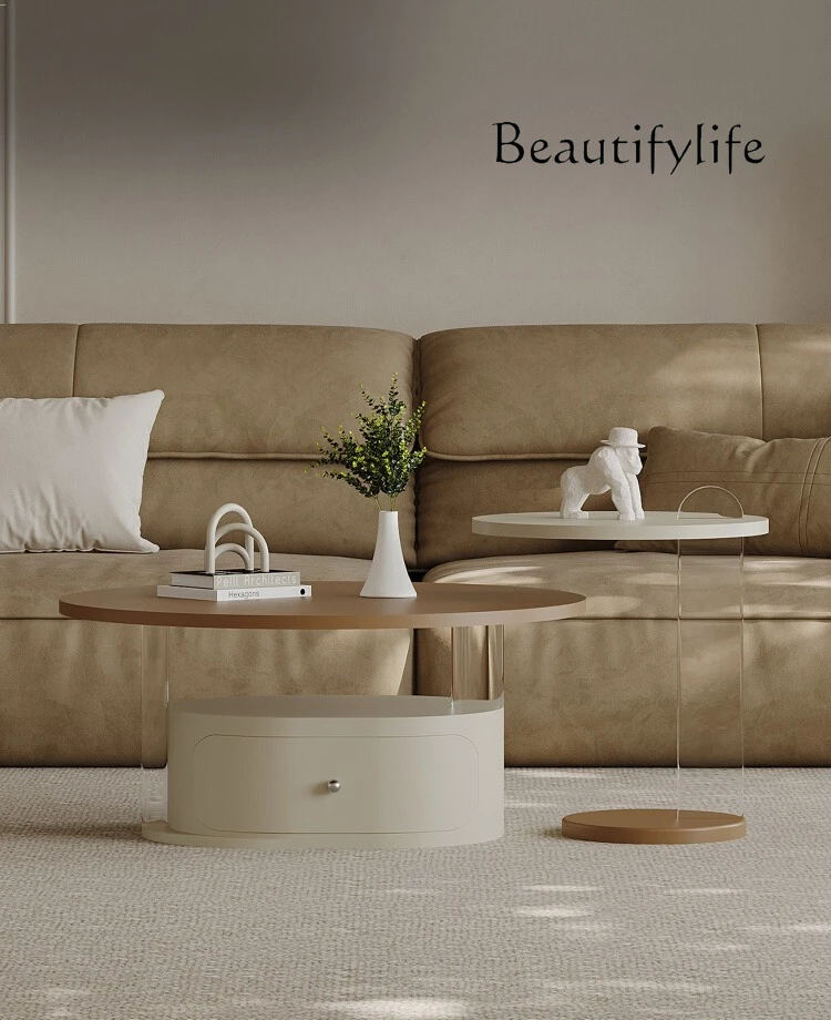 Modern simple suspended coffee table combination acrylic round living room household small apartment designer storage creativity