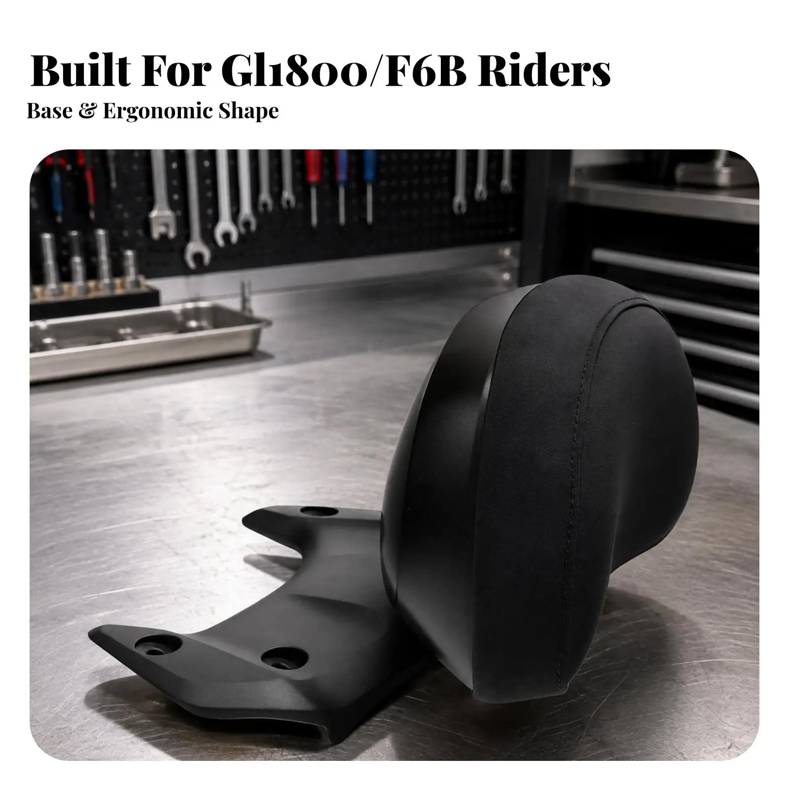 Comfortable Motorcycle Backrest Cushion for Goldwing GL1800 F6B Passenger Pad with Shaped Bracket Smooth Surface