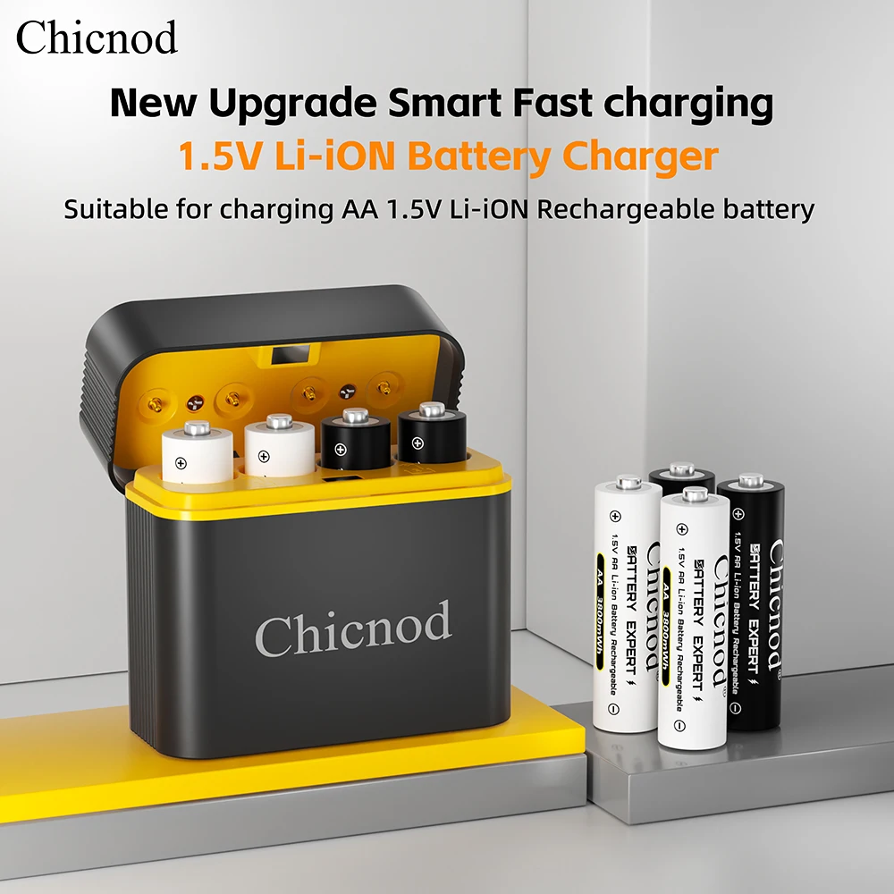 CHICNOD Rechargeable Lithium Battery AA 3800mWh/AAA 1110mWh Original Batteries 1.5V Battery Charger for Mouse Remote Control