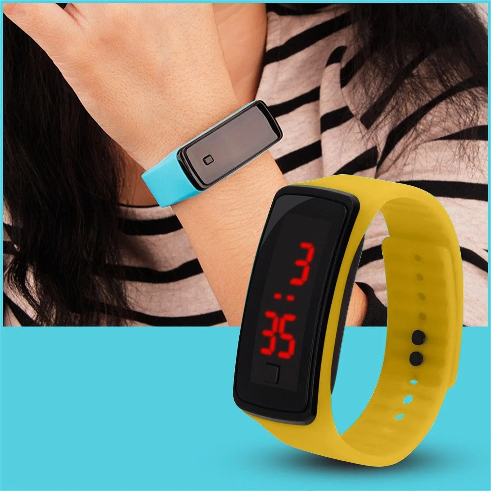 سوار رياضي إلكتروني للأطفال، ساعة إلكترونية LED، توقيت رياضي، ملابس يومية، ساعة للياقة البدنية، سجل الحرم الجامعي للجري في الهواء الطلق