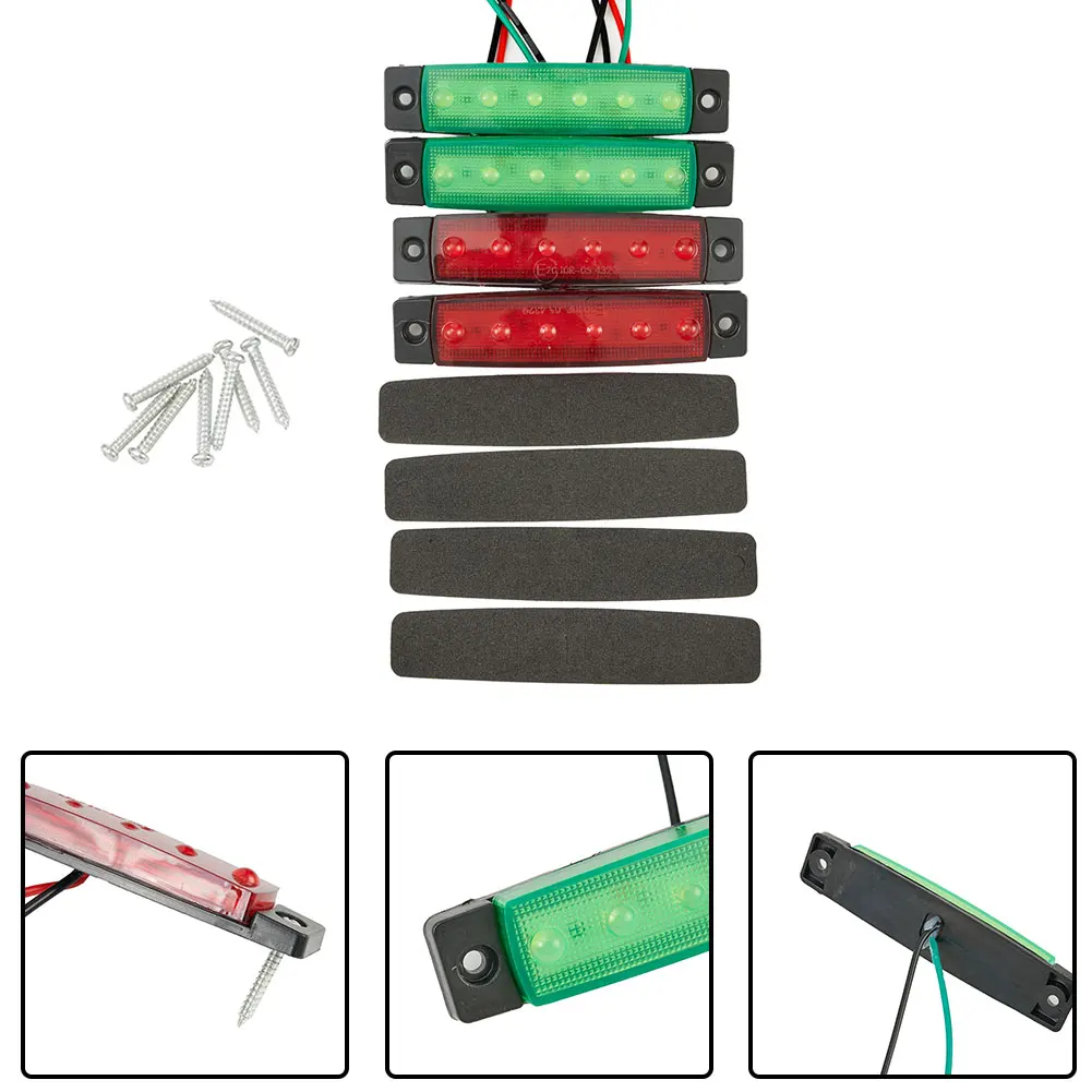 Reliable Waterproof Navigation Lights, Red+Green Boat Stern Lamp Set, Black Base, Long Lifespan, Suitable for Bow Lights