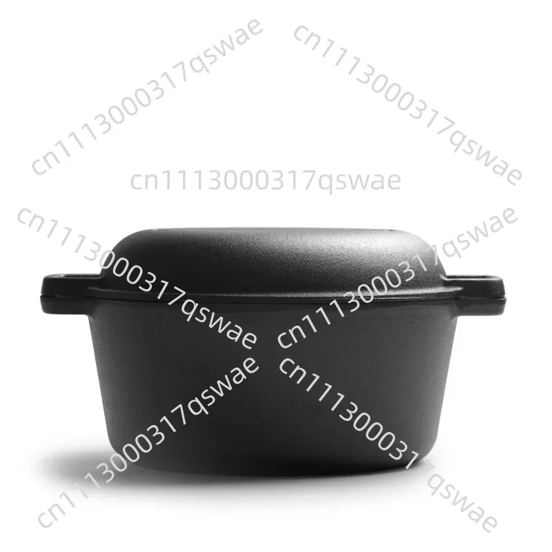 Baking bread pan, frying and stewing, two-in-one multi-functional binaural pan, deep-bottomed cast iron