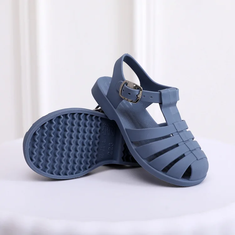 Summer Girls Boys Roman Sandals Kids Hollow Out Jellies PVC Outdoor Beach Children Baby Sandals Shoes Flat Soft Sole Antiskid