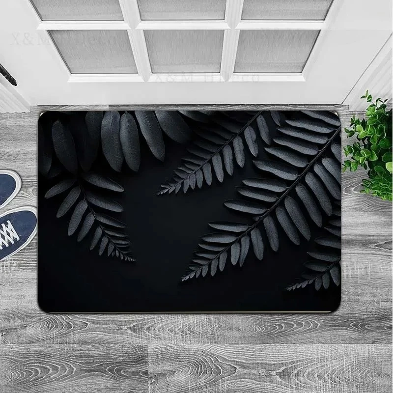 1pc URBEIKE Soft Quiet Fern Design Non-slip Floor Mat, Comfortable Indoor Doormat for Kitchen, Bathroom, Living Room, Bedroom