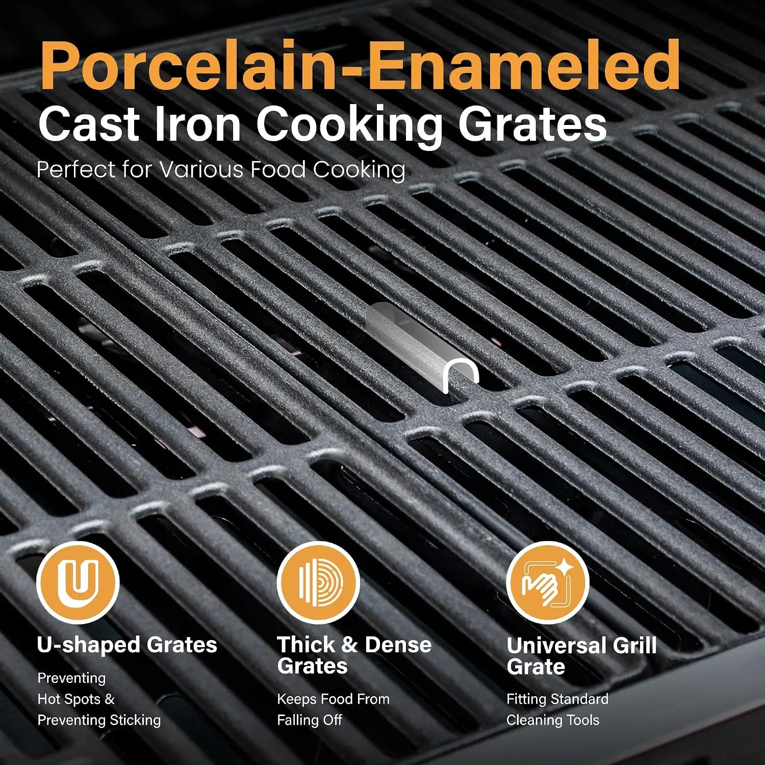 4-Burner Propane Gas BBQ Grill with Side Burner and Porcelain-Enameled Cast Iron Grates, Stainless Steel Barbecue Grills Outdoor
