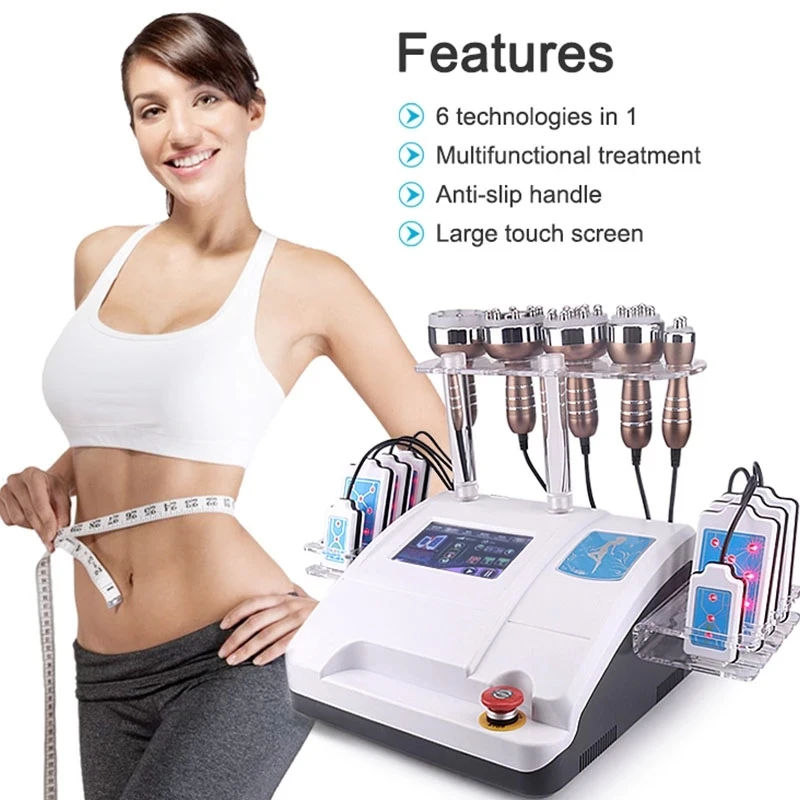 

6 In 1 Vaccum 40k Cavitation Lipo Ultrasonic Radio Frequency Multipolar RF Body Slimming Machine Skin Lifting Tighten Anti-wrink